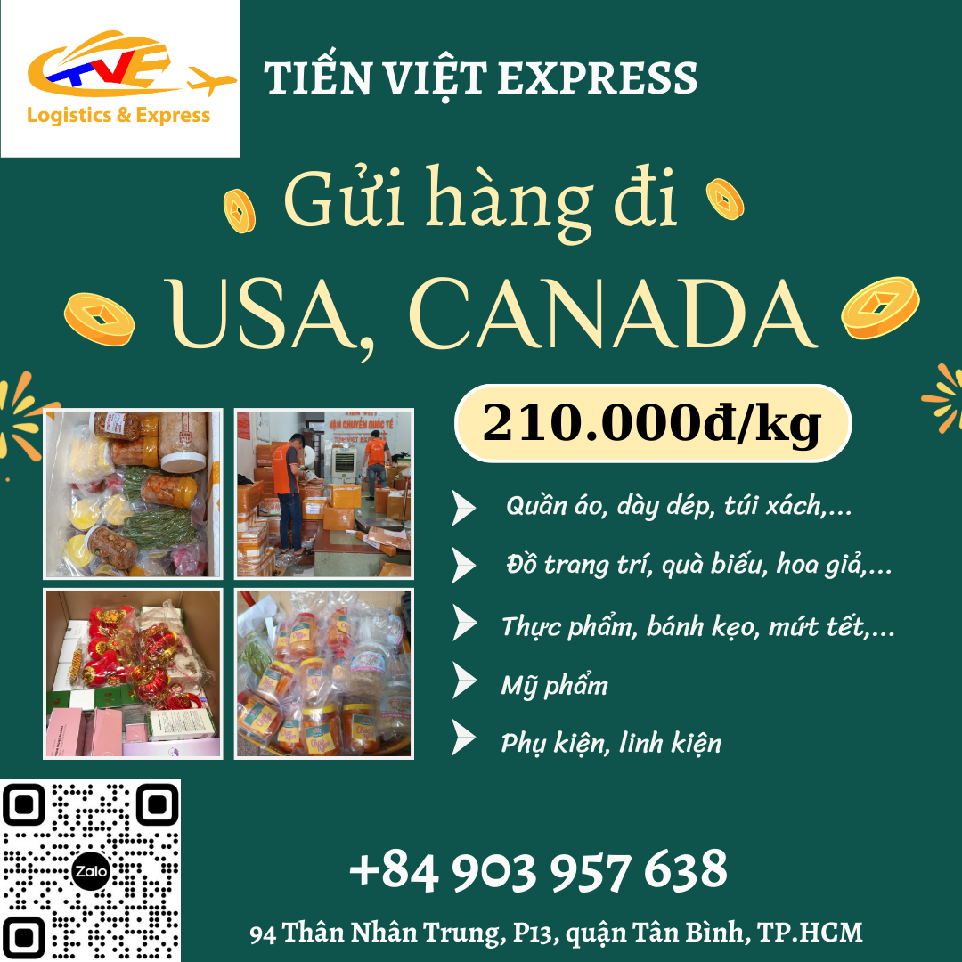 Gửi hàng đi USA, Canada - Tiến Việt Express
